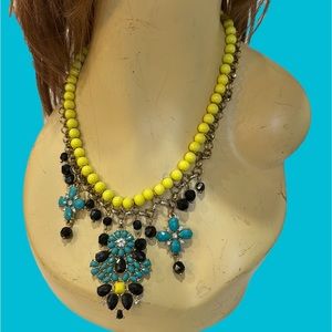 💗BARRY Yellow Turquoise Black Statement Necklace‎